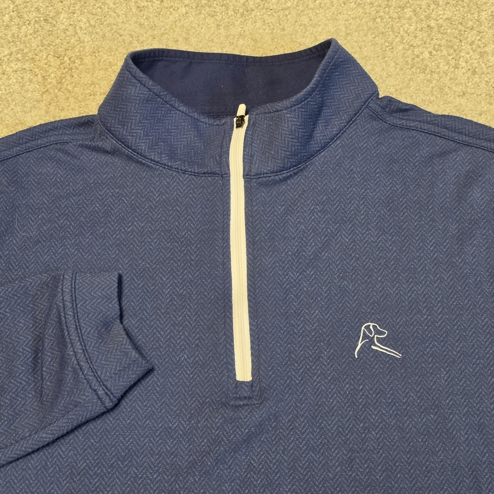 Rhoback Jacket Mens Small Blue Golf 1/4 Quarter Zip Herringbone Pullover Logo